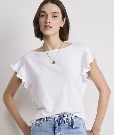 Slub Jersey Flutter-Sleeve Tee