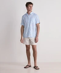 Tropical Pineapples Linen Blend Short-Sleeve Shirt