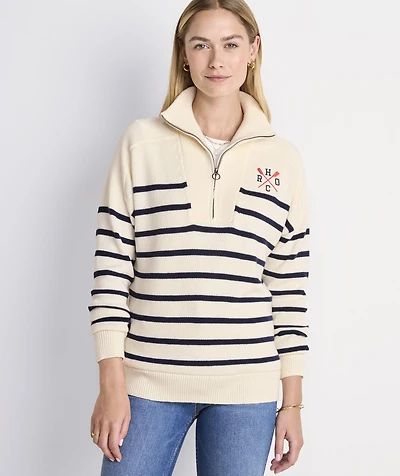 Head Of The Charles® Women's Breton Stripe Quarter-Zip Sweater