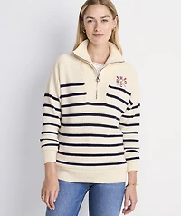Head Of The Charles® Women's Breton Stripe Quarter-Zip Sweater