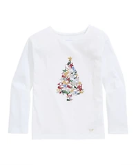 OUTLET Girls' Glitter Tree Boatneck Tee