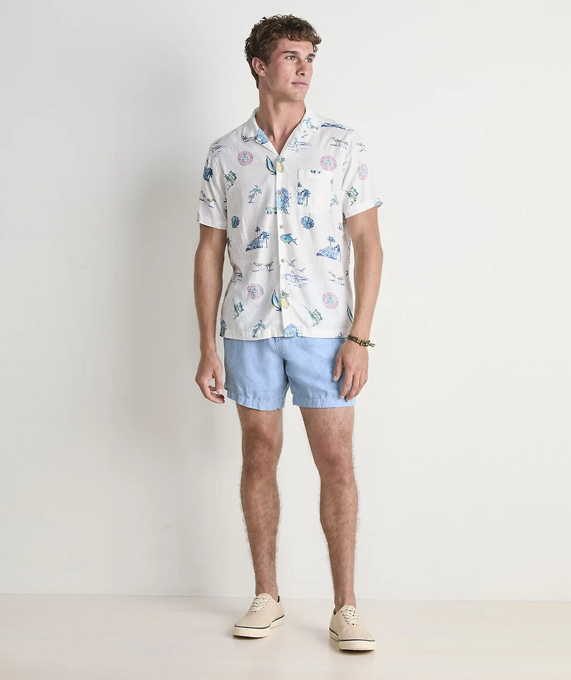 Gasparilla Icons Linen Blend Short-Sleeve Shirt