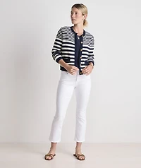 Cotton Stripe Crewneck Cardigan