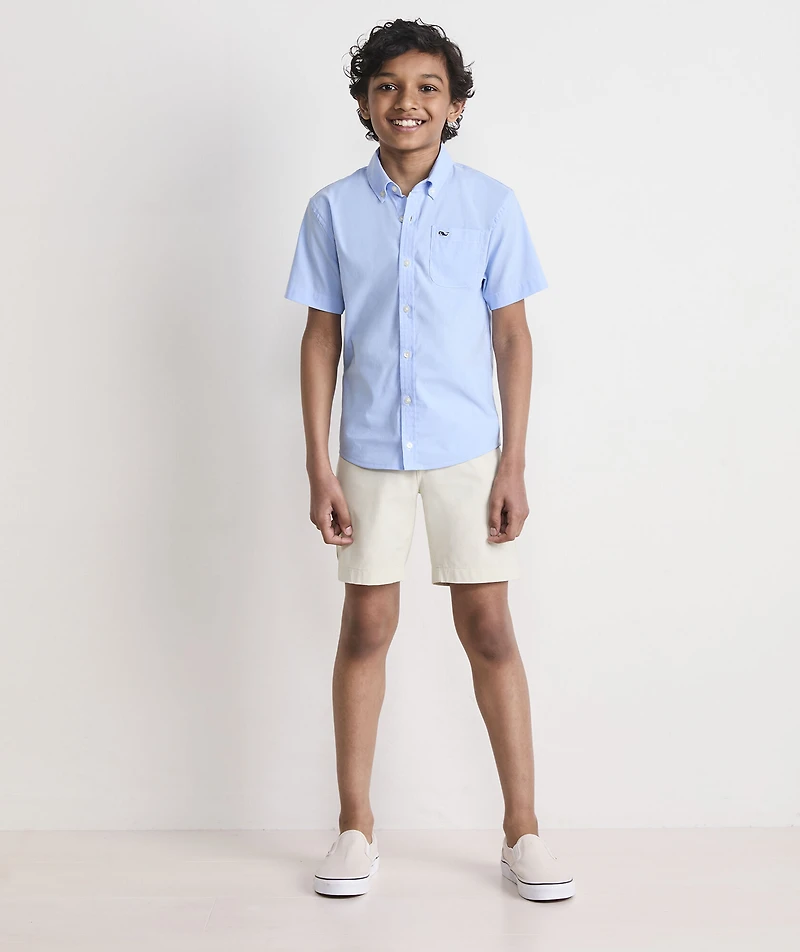Boys' Breakwater Solid Performance Cotton Short-Sleeve Shirt