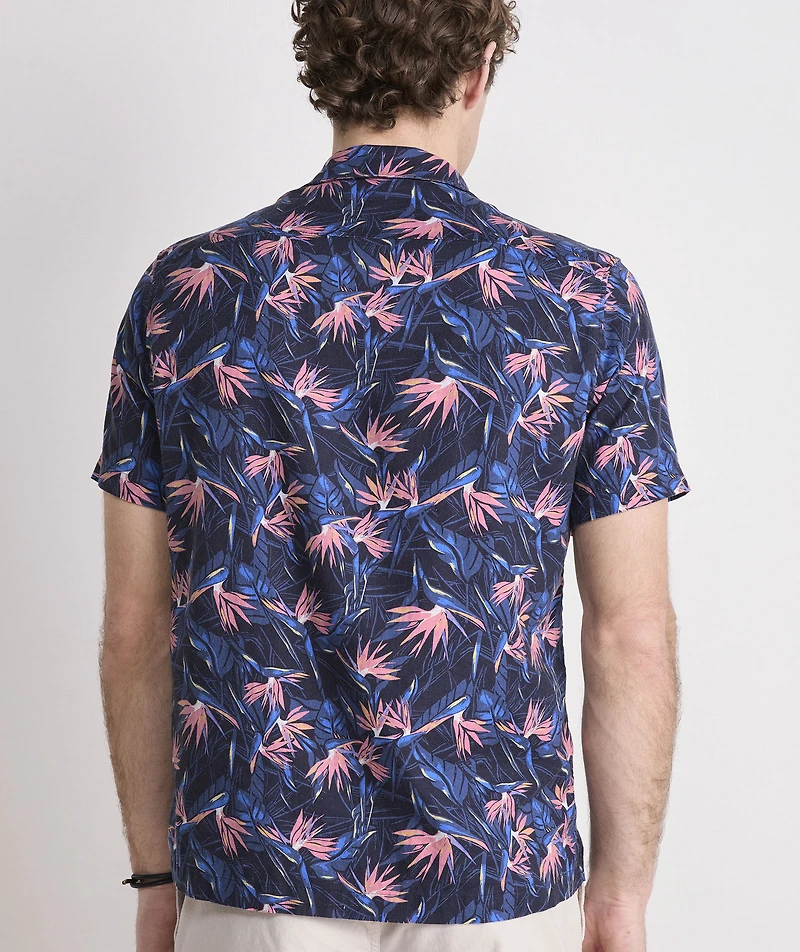Birds of Paradise Linen Blend Short-Sleeve Cabana Shirt