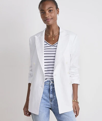 Double-Breasted Linen Jacket
