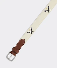 Lacrosse Sticks Embroidered Canvas Club Belt