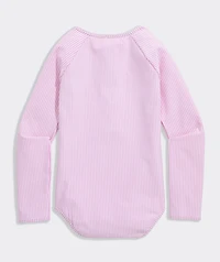 Girls' Seersucker Long Sleeve Zipper One-Piece