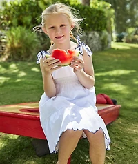 Girls' Poplin Scallop Dress