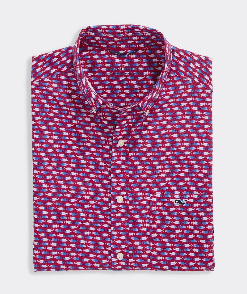 Micro Fish Short-Sleeve Performance Ripstop Shirt