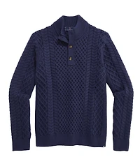 OUTLET Cable Button Mockneck Sweater
