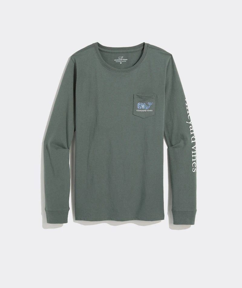 Edie Floral Dynamic Whale Fill Long-Sleeve Pocket Tee