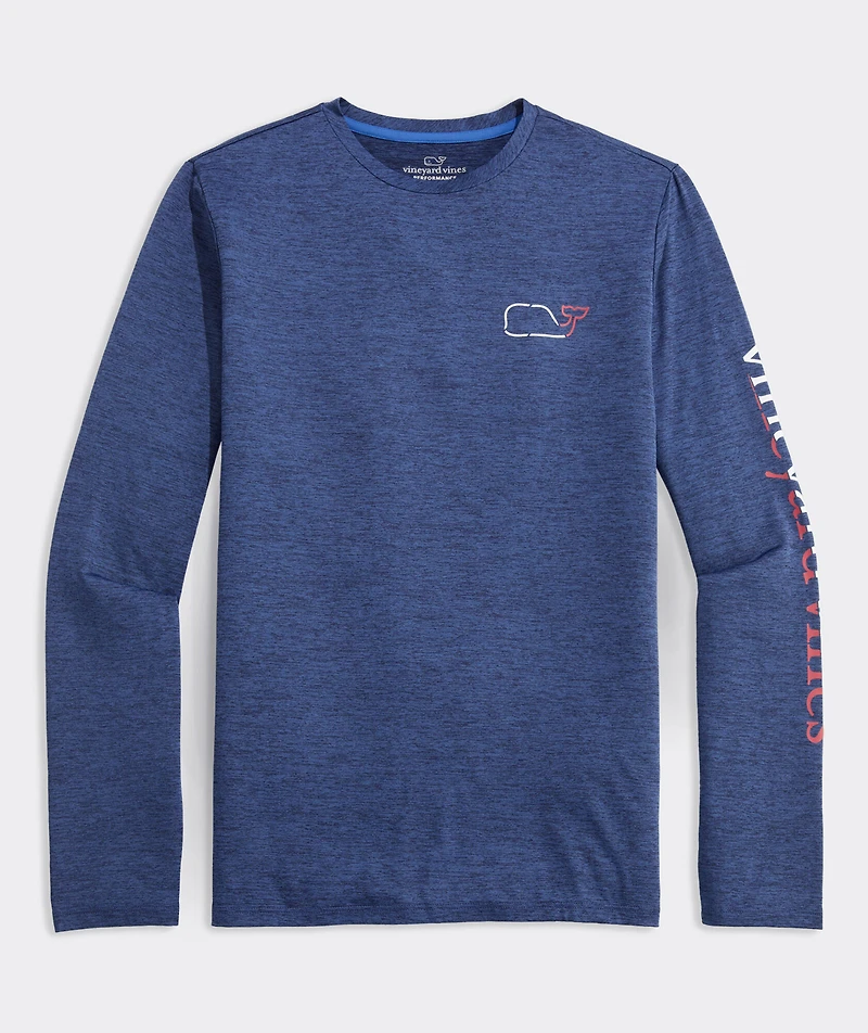 On-The-Go Whale Outline Long-Sleeve Harbor Performance Tee