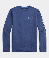 On-The-Go Whale Outline Long-Sleeve Harbor Performance Tee