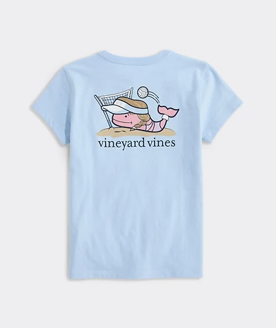 Girls' Beach Volleyball Whale Short-Sleeve Pocket Tee