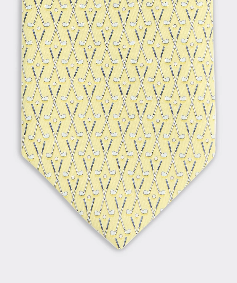Crossed Golf Clubs Printed Tie