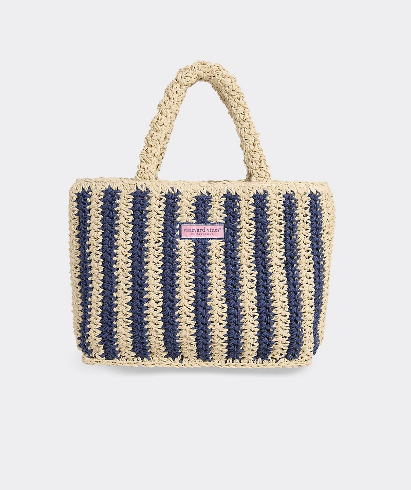 Womens Small Striped Straw Tote