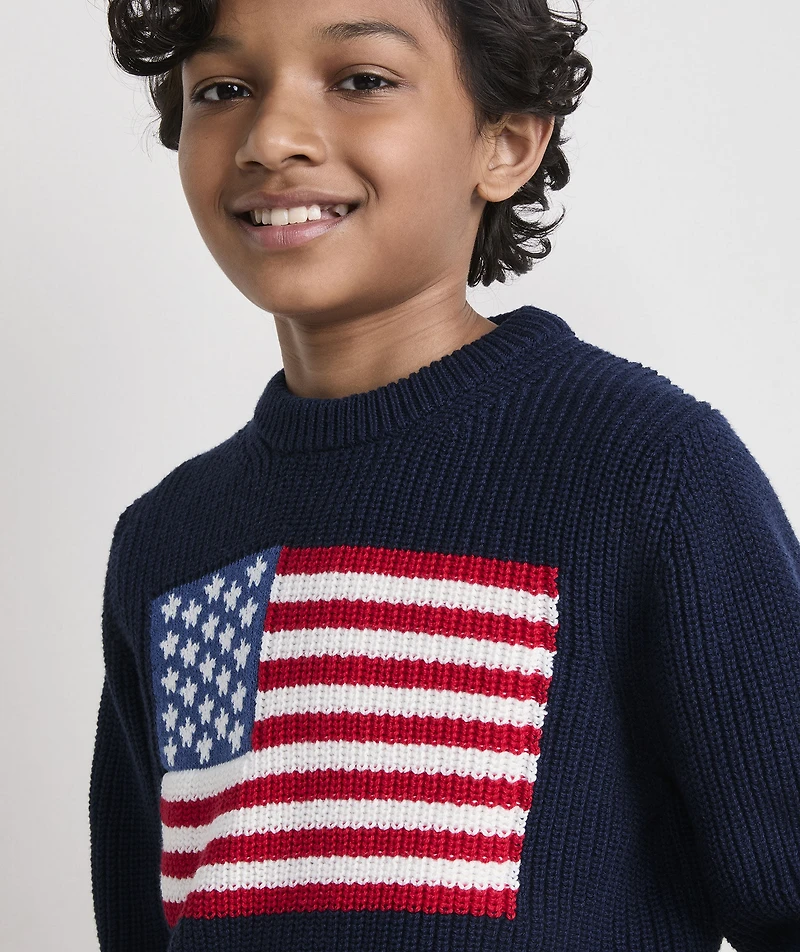 Boys' American Flag Crewneck Sweater