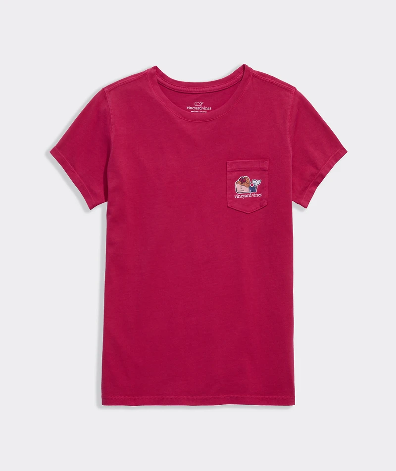 Girls' Glitter Cheerleader Whale Short-Sleeve Pocket Tee