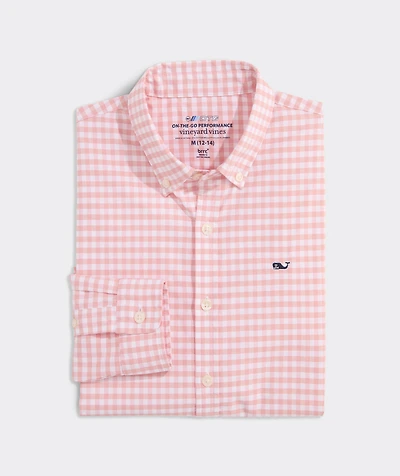Boys' Skysail Gingham Performance Cotton Shirt