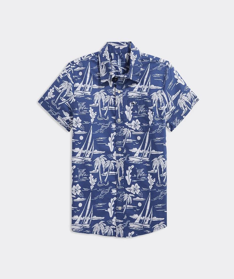 Boys' Printed Cotton Short-Sleeve Shirt