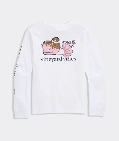 Girls' Ballerina Whale Long-Sleeve Pocket Tee