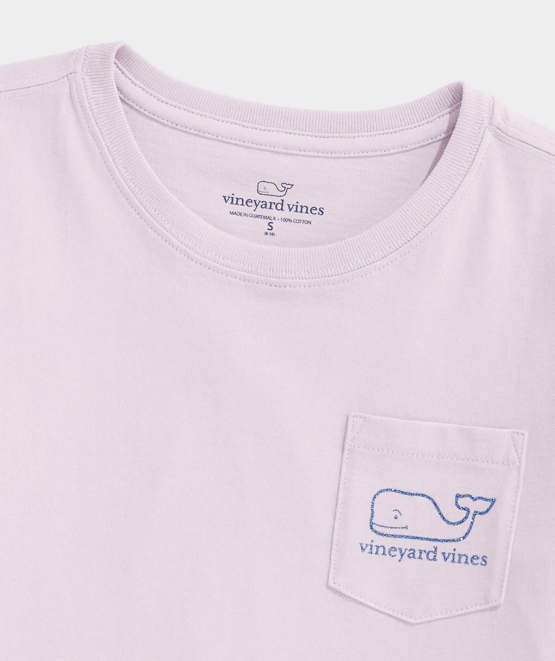 Girls' Glitter Whale Short-Sleeve Pocket Tee