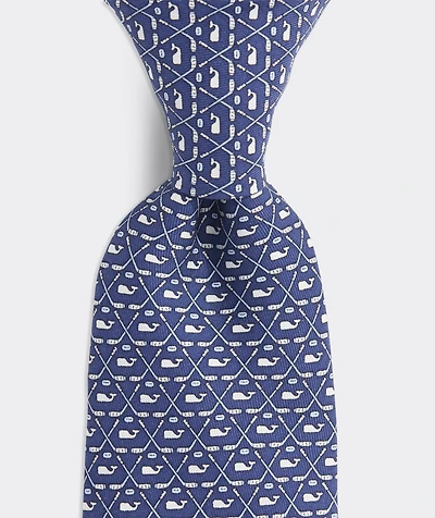 Boys' Crossed Hockey Sticks & Whale Printed Tie