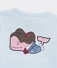 Girls' Glitter Preppy Whale Short-Sleeve Pocket Tee
