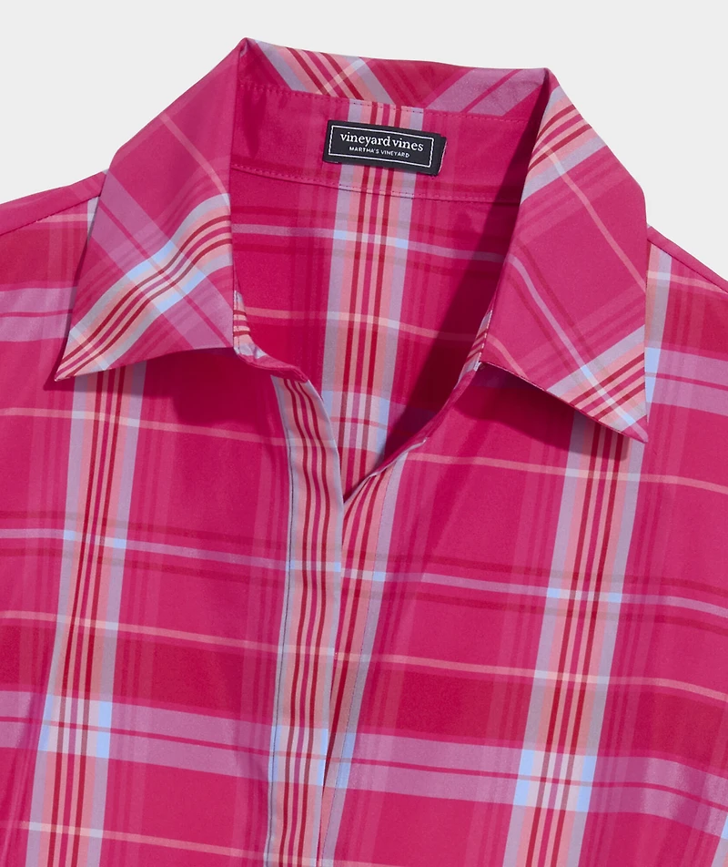 Taffeta Tie-Waist Shirtdress