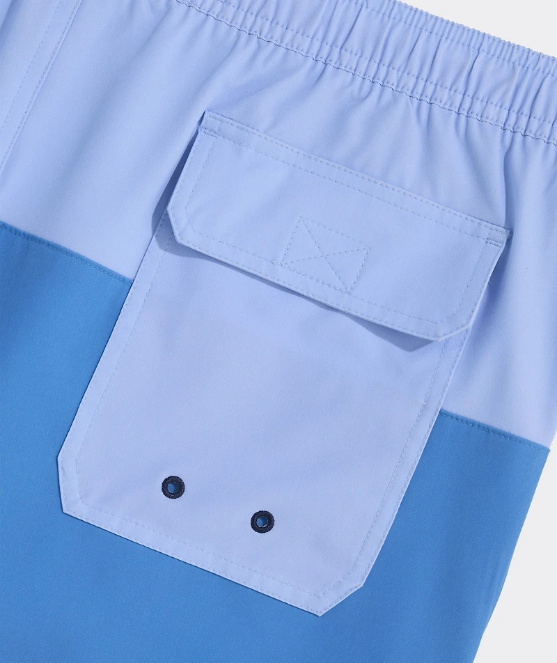 7 Inch Colorblock Piped Chappy Swim Trunks