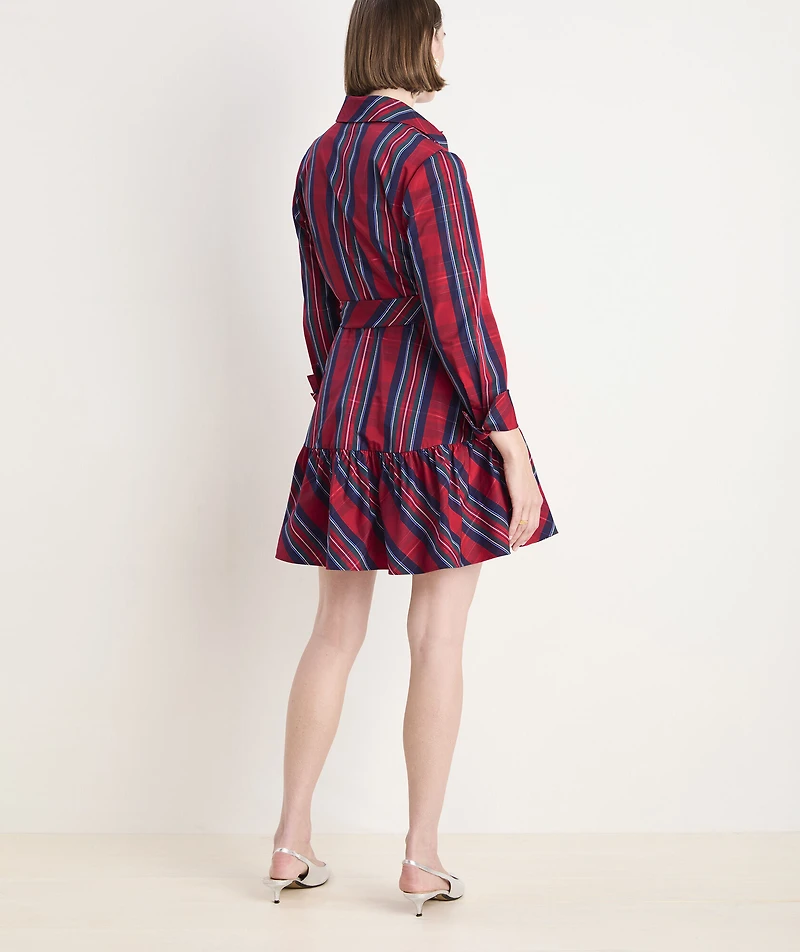 Taffeta Tie-Waist Shirtdress