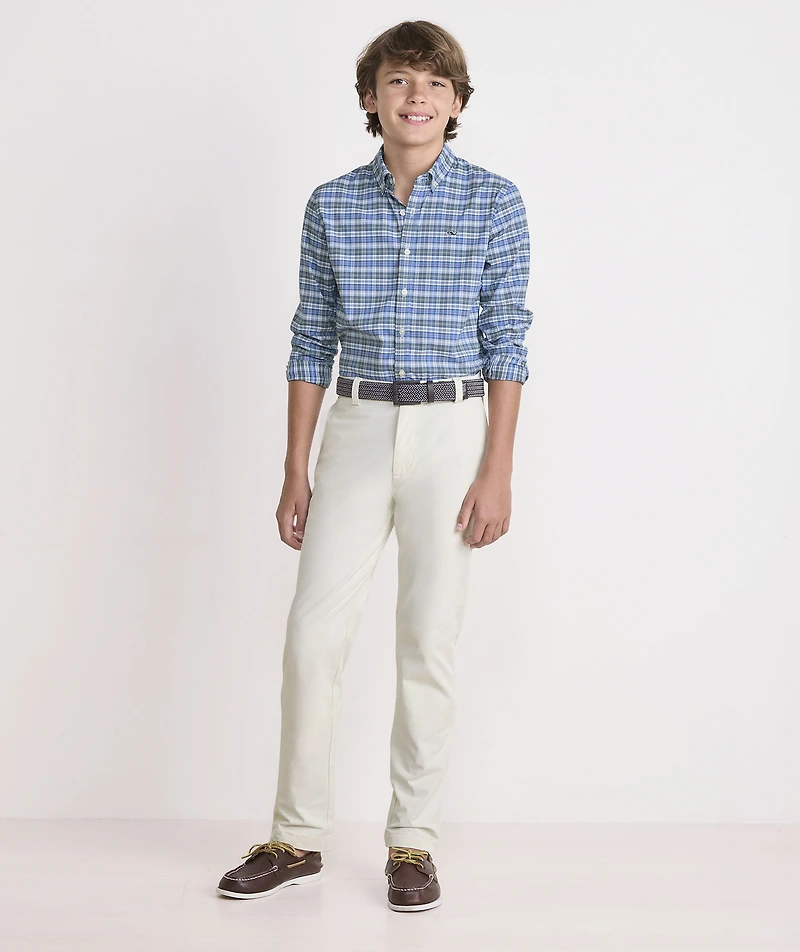 Boys' Faraway Plaid Performance Cotton Shirt
