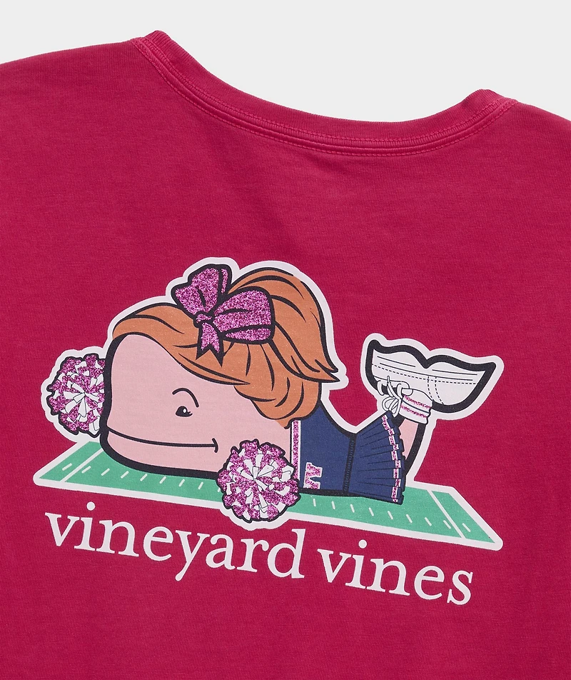 Girls' Glitter Cheerleader Whale Short-Sleeve Pocket Tee