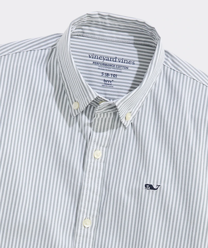 Boys' Admiral Stripe Performance Cotton Shirt