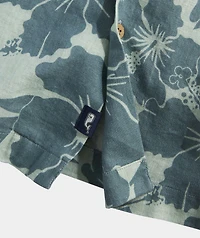 Hibiscus Floral Linen Blend Short-Sleeve Cabana Shirt