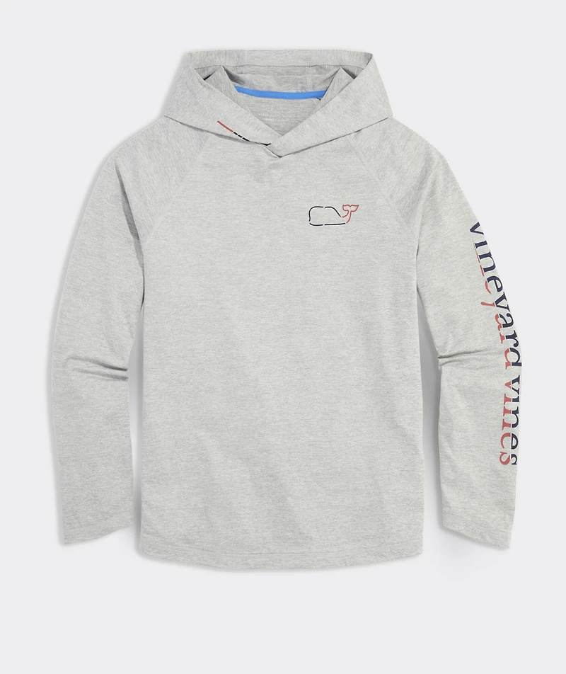 On-The-Go Whale Outline Long-Sleeve Harbor Performance Hoodie Tee