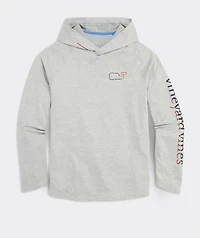 On-The-Go Whale Outline Long-Sleeve Harbor Performance Hoodie Tee