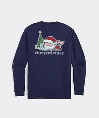 OUTLET Santa's List Character Whale Long-Sleeve Pocket Tee