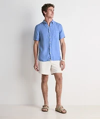 Garment-Dyed Surfside Solid Linen Short-Sleeve Shirt