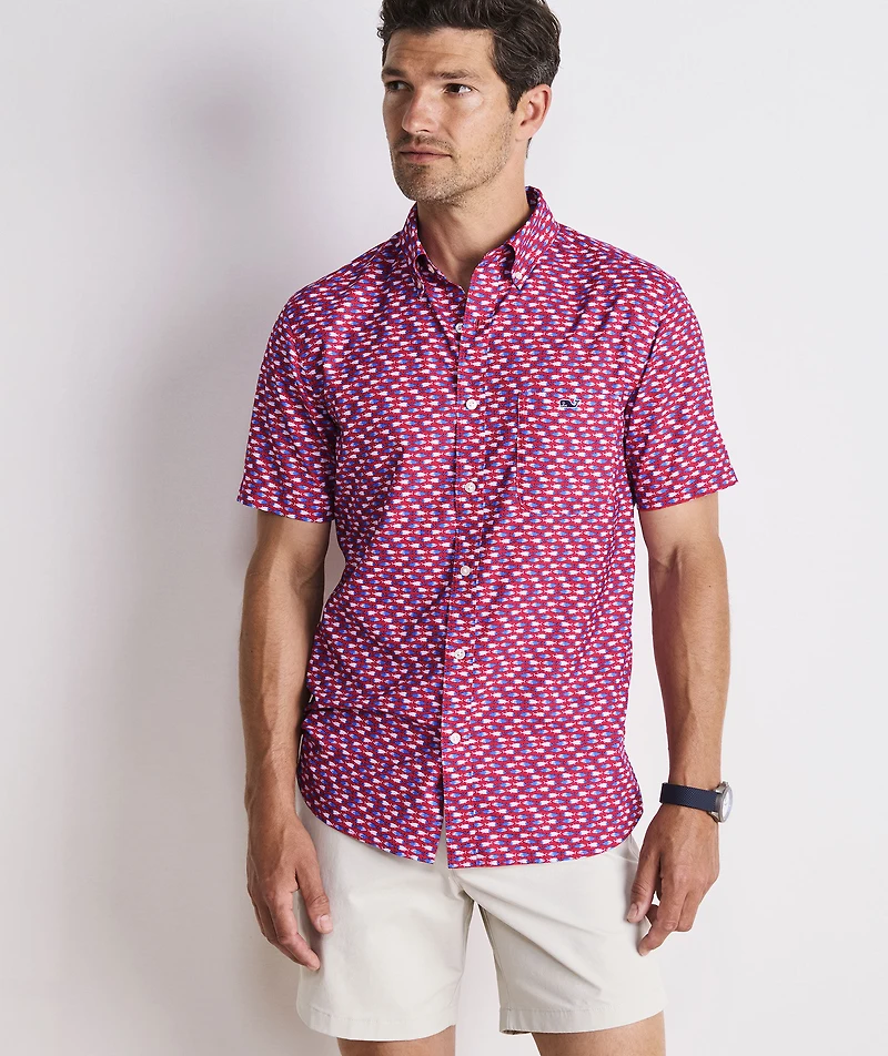 Micro Fish Short-Sleeve Performance Ripstop Shirt