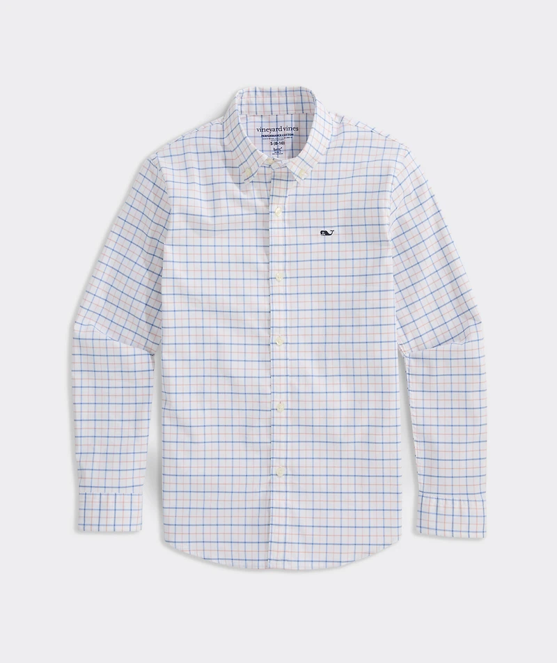 Boys' Moorings Tattersall Performance Cotton Shirt