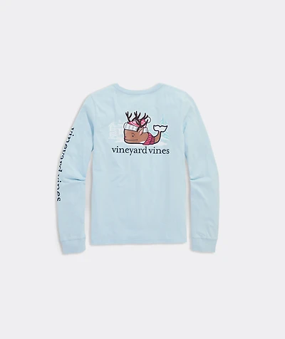Girls' Apres Reindeer Whale Long-Sleeve Pocket Tee