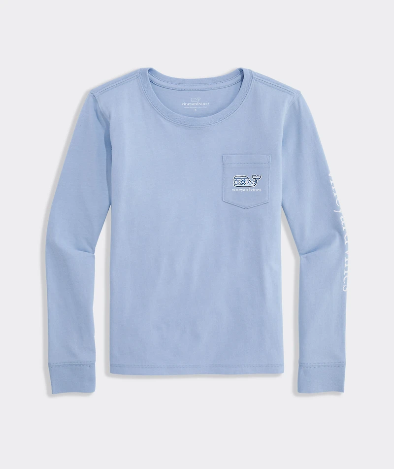 Girls' Hanukkah Whale Long-Sleeve Pocket Tee