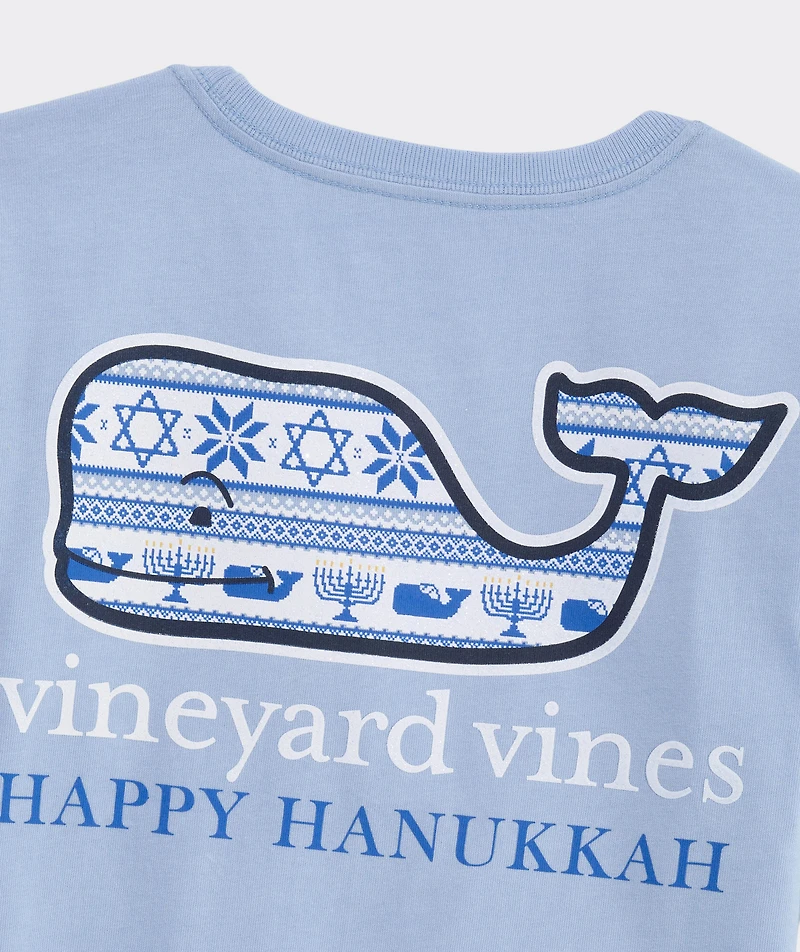 Girls' Hanukkah Whale Long-Sleeve Pocket Tee