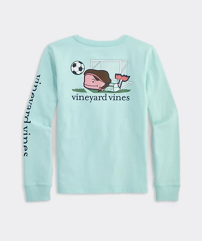 Girls' Soccer Whale Long-Sleeve Pocket Tee