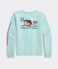 Girls' Soccer Whale Long-Sleeve Pocket Tee