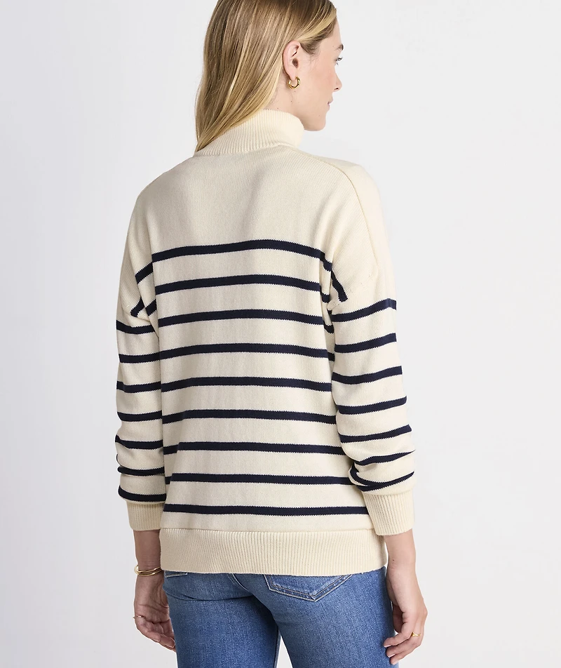 Head Of The Charles® Women's Breton Stripe Quarter-Zip Sweater