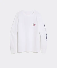 Women's Santa Whale Tree Ornaments Long-Sleeve Pocket Tee