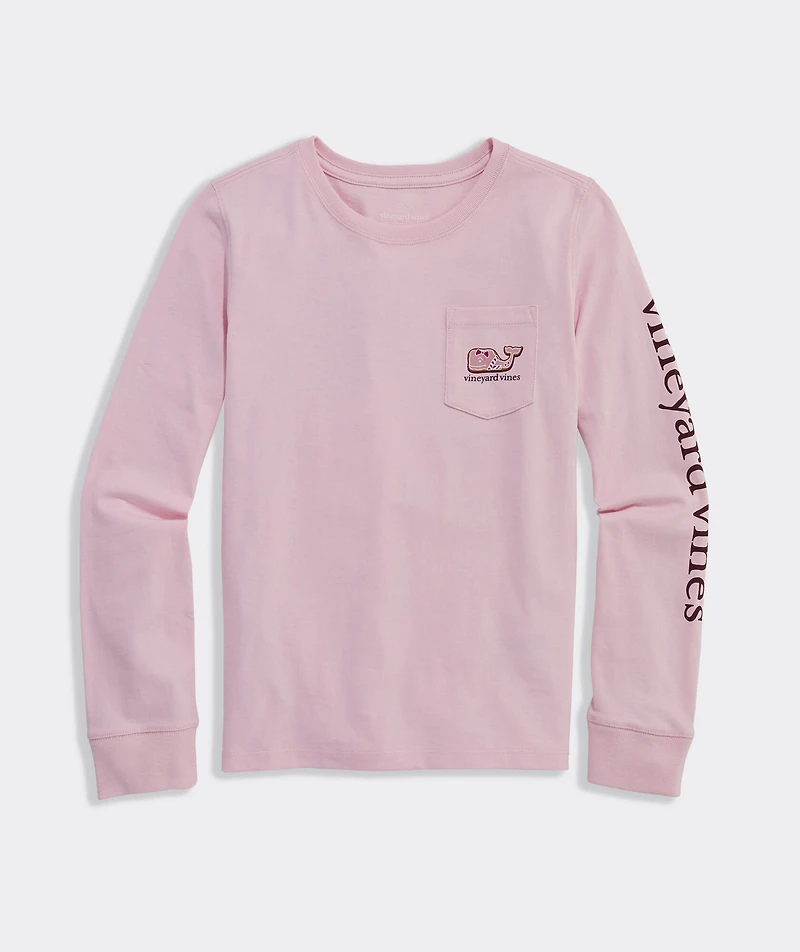 Girls Glitter Gingerbread Whale Long-Sleeve Pocket Tee
